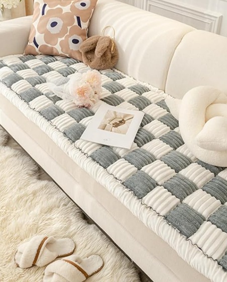 Gray washable pet couch cover designed to protect furniture from pet hair, scratches, stains, and everyday wear